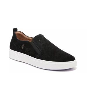 Vionic Kimmie Perf Sneaker Women’s 9.5 Black Leather Round Toe Comfort Shoes